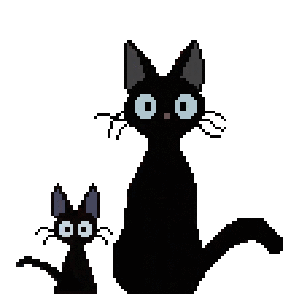 Deux chats noirs en pixel art
